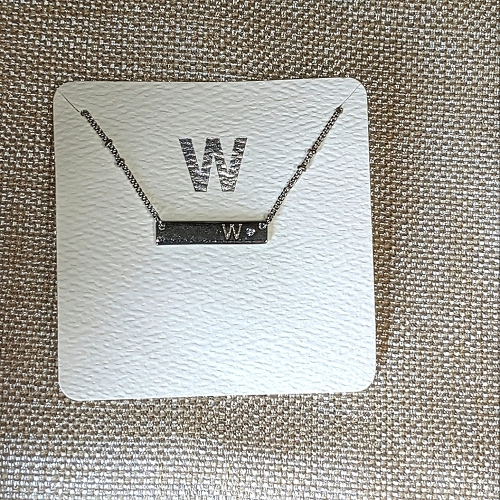 Francesca's W Initial Silver Bar Necklace NWT